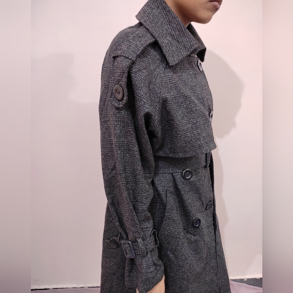Trench Coat Double Breasted Winter Coat Lapel Collar over knee - Picture 5 of 12